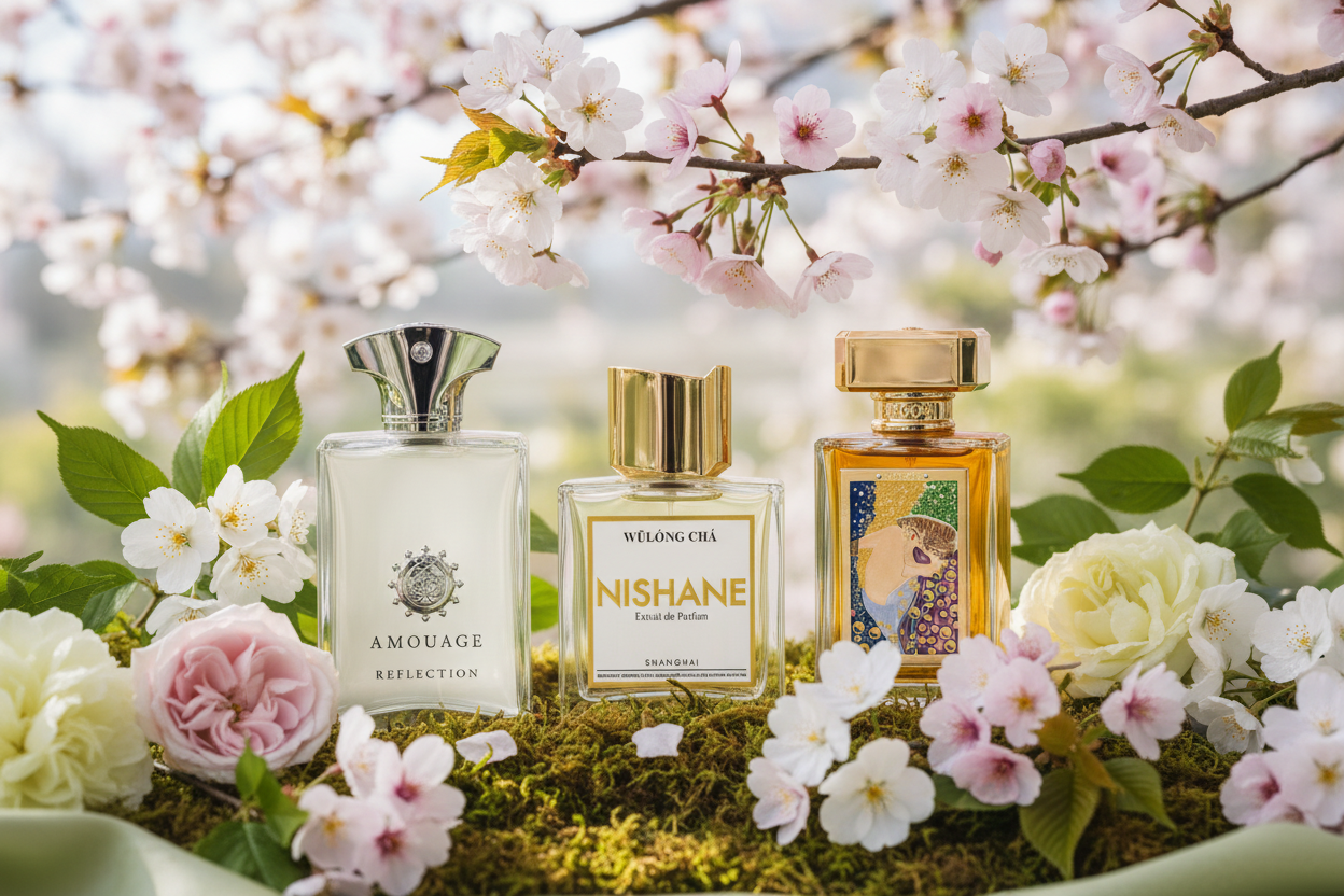 Lente parfums - Amouage Reflection, Nishane Wulong Cha, Argos Danae